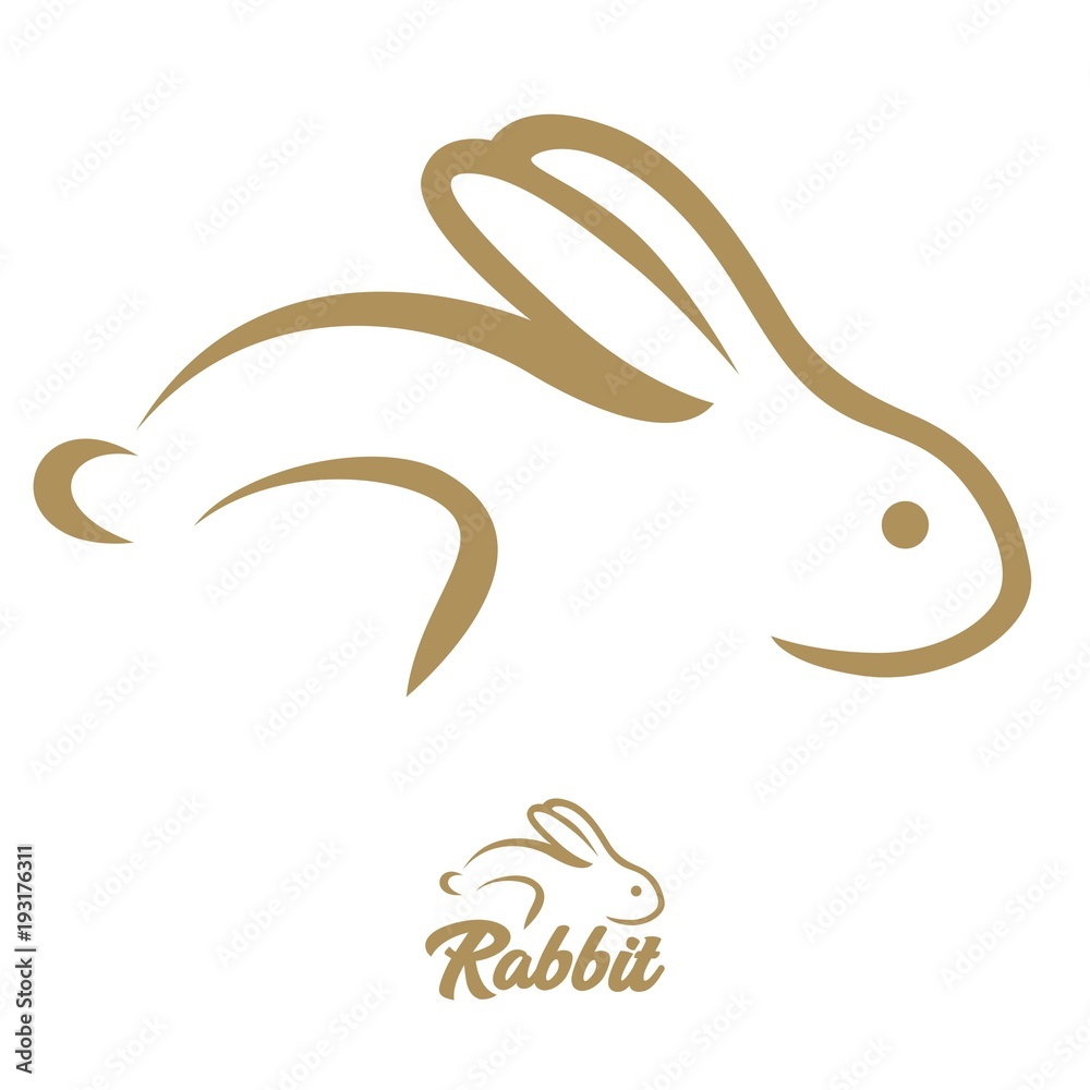 Rabbit abstract line brush and typography Rabbit abstract line brush and typography