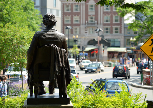 John Harvard Statue in Harvard Square, Cambridge photo