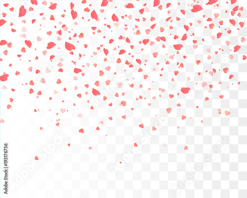 Heart confetti falling down isolated. Vector festive illustration.