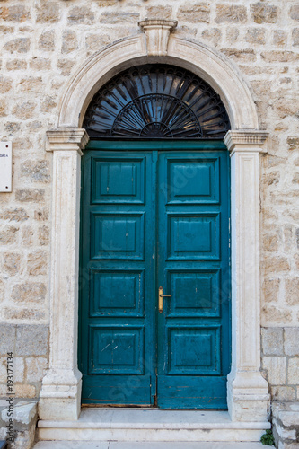 old wooden green doors in Montenegro