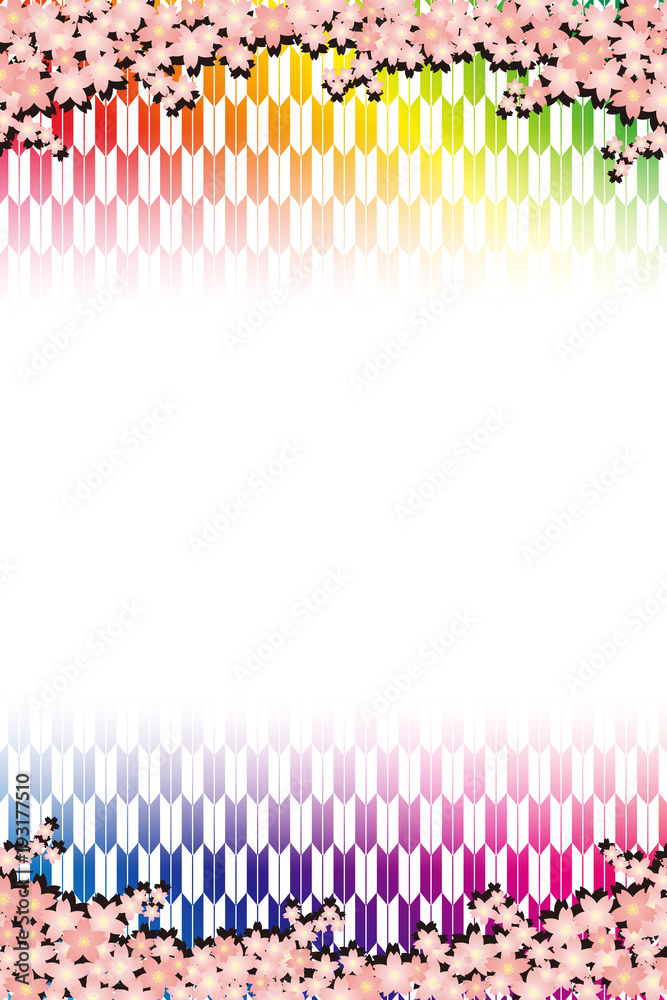 Background Wallpaper Vector Illustration Design Free Free Size Charge Free Colorful Color Rainbow Show Business Entertainment Party Image 背景素材壁紙 桜の花 春 入学 卒業 年賀状 はがきテンプレート 正月 和風 成人式 矢羽根 矢絣柄 Stock Vector