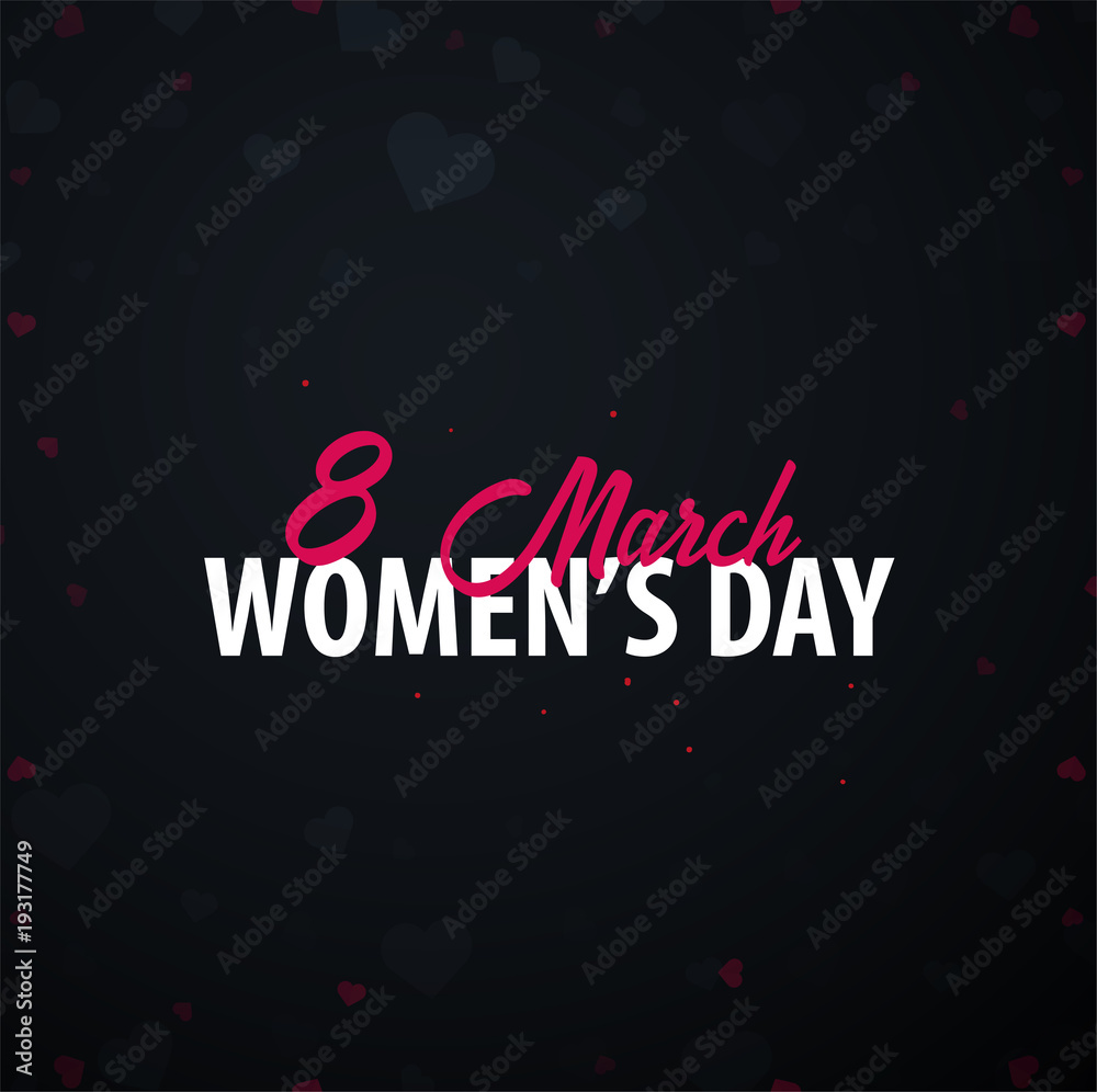 8 March International Women's Day greeting card with heards. Vector illustration