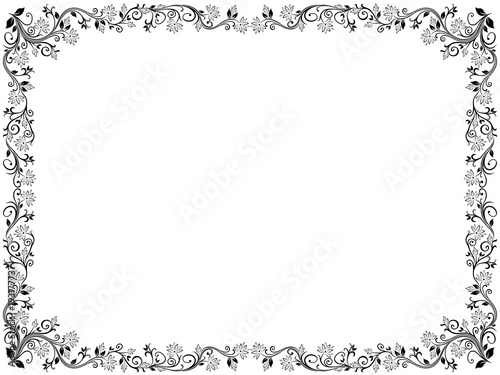 Floral frame with leaves and flowers