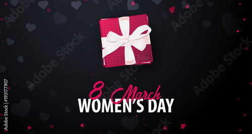 8 March International Women's Day greeting card with heards. Vector illustration