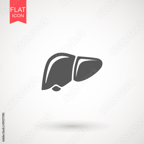 Liver flat icon. Single high quality symbol of human body for web design or mobile app. Signs of liver for design logo, visit card, etc. Pictogram of human organ