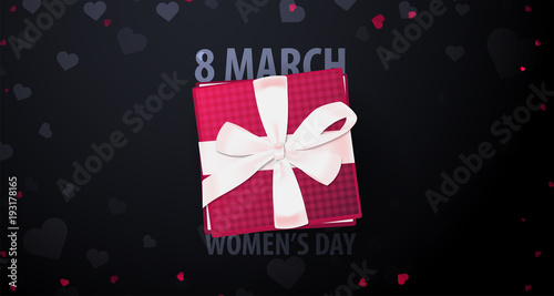 8 March International Women's Day greeting card with heards. Vector illustration