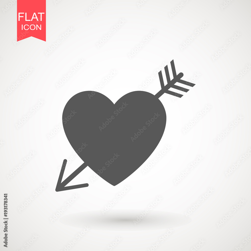 Heart with arrows icon isolated on white background. Heart with arrow vector logo. Flat design style. Modern vector pictogram for web graphics - stock vector Heart with arrows icon isolated on white background. Heart with arrow vector logo. Flat design style. Modern vector pictogram for web graphics - stock vector