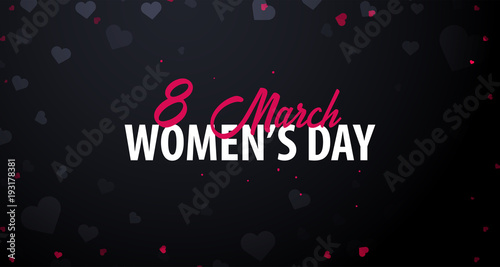8 March International Women's Day greeting card with heards. Vector illustration