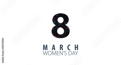 8 March International Women's Day greeting card with heards. Vector illustration