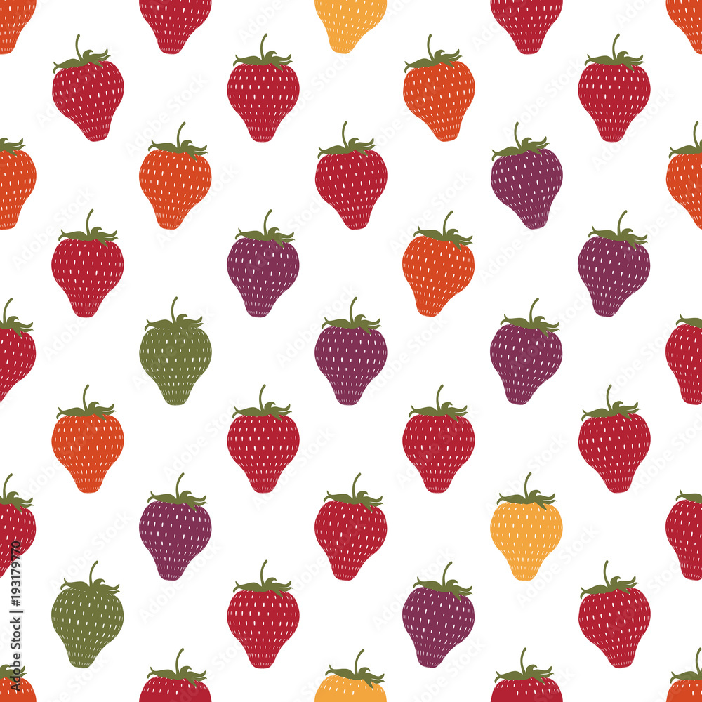 Seamless pattern with strawberries. Harvest time. A delicious sweet dessert.