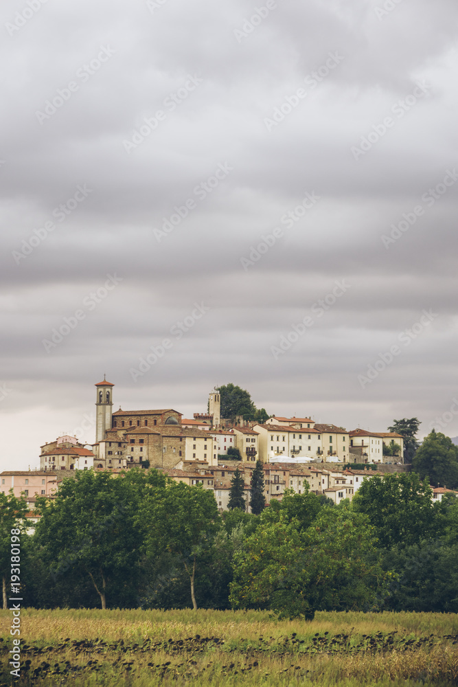 The renaissance village of Monterchi, home of great artist Piero della Francesca at sunset,  Tuscany Italy