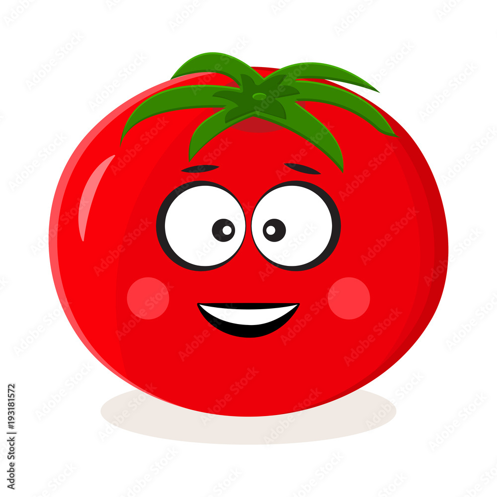 Cartoon red tomato. Vegetable emoticon. Stylized character. Vector illustration Cartoon red tomato. Vegetable emoticon. Stylized character. Vector illustration