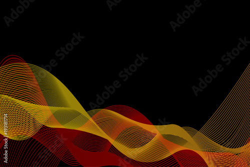 Abstract wave lines - black and red - vector pattern