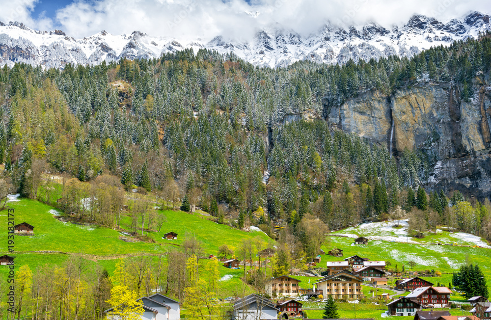Alpine village Lauterbrunnen in Switzerland