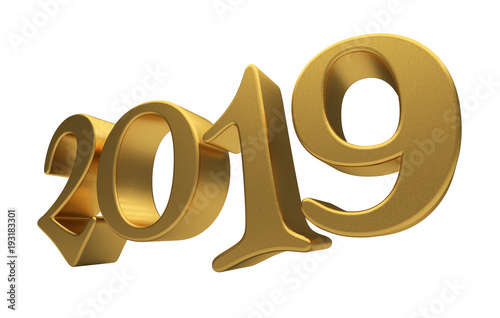 Greeting Card Design Template Gold 2019 Lettering Isolated