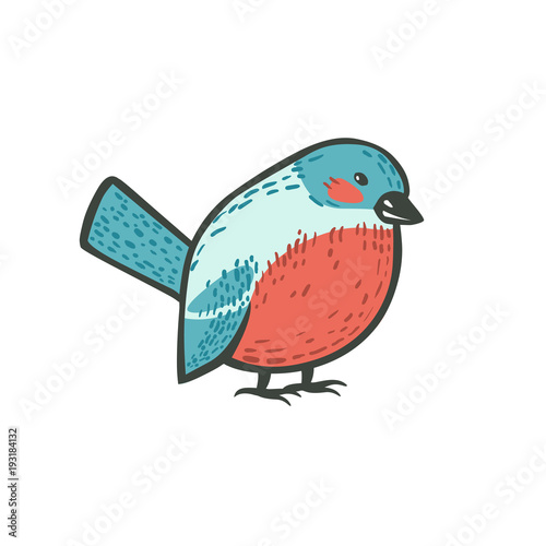 Doodle bird - cute bullfinch
