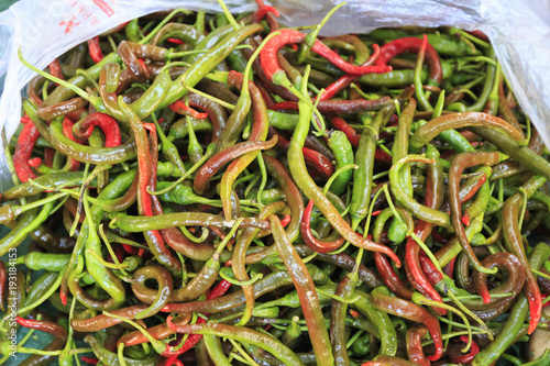 Chili peppers in the market. China