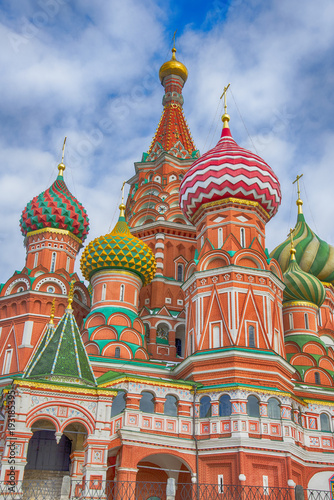 Colorful domes at Saint Basil's Cathedral in Moscow, Russia