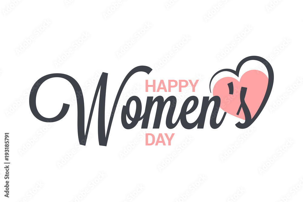 Womens day vintage lettering. 8 march design on white background
