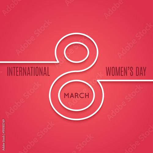 womens day 8 march line concept on red background