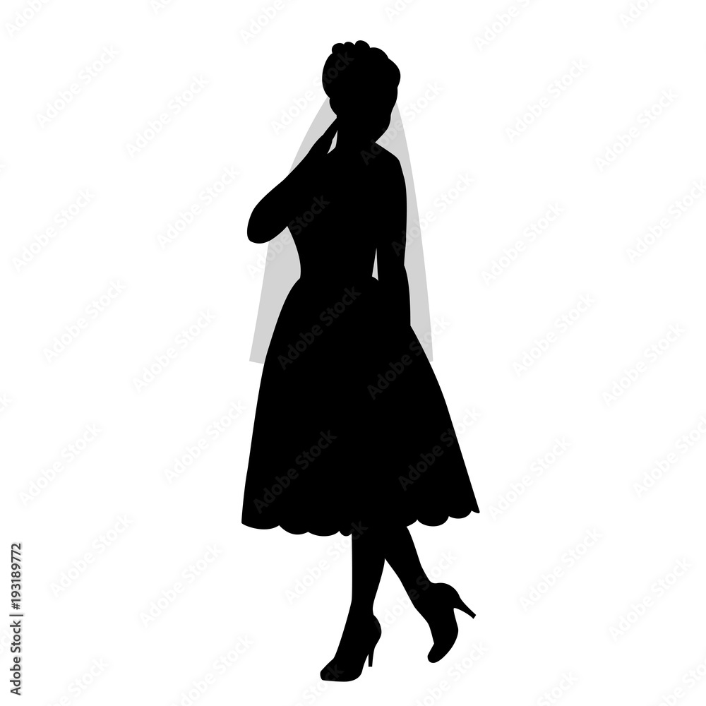 The black silhouette of bride. The black silhouette of bride.