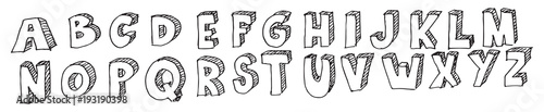 Hand drawn set of english alphabet  photo