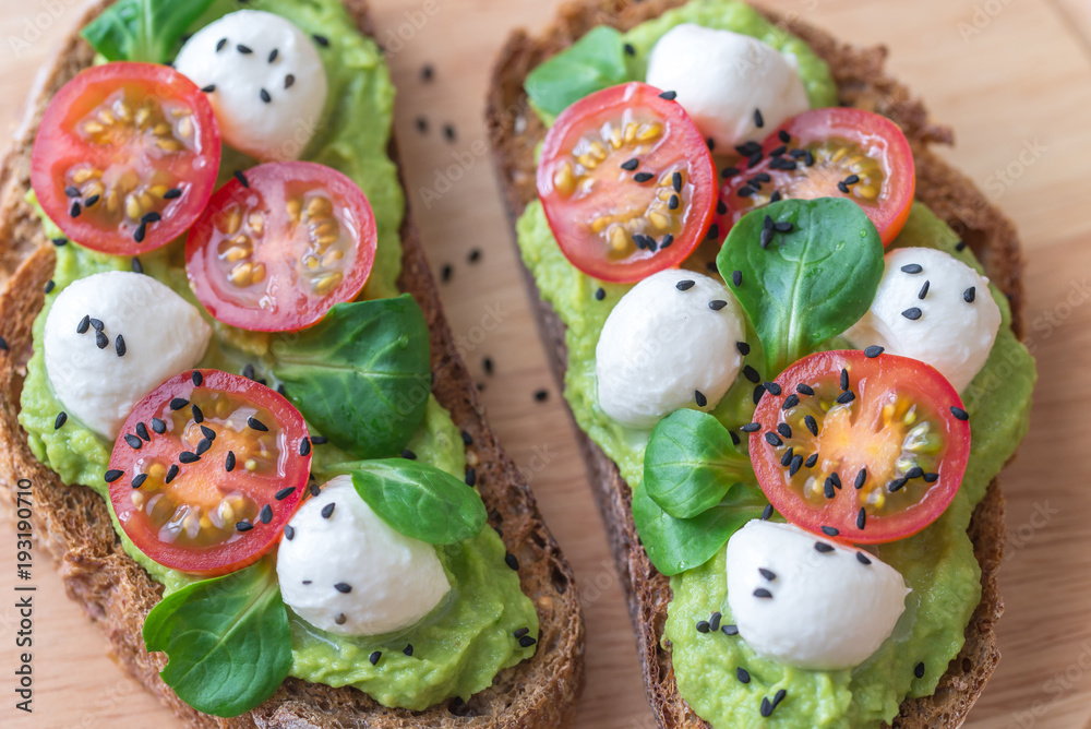 Sandwiches with avocado paste Sandwiches with avocado paste
