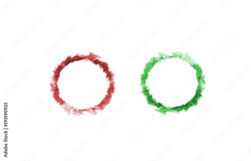 Red and green smoke ring