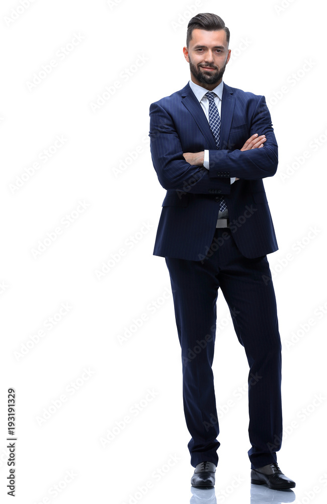 in full growth. businessman arms folded