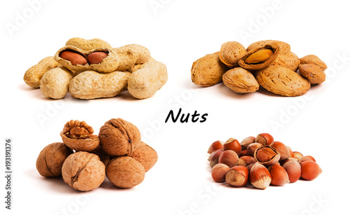 Healthy organic food concept. Nuts close up. photo