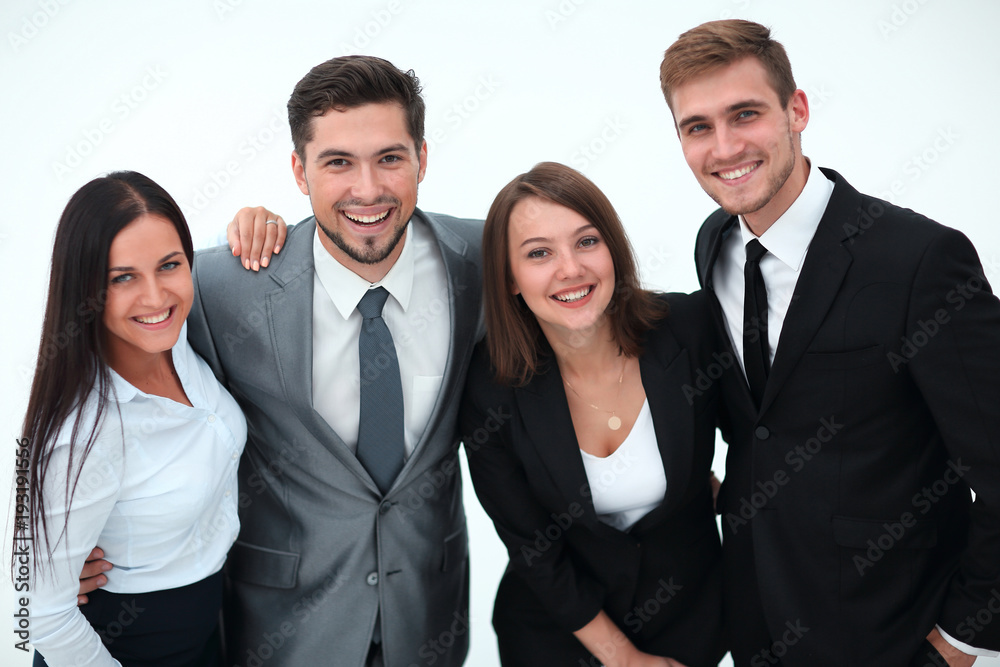 happy business team.isolated on a white background. happy business team.isolated on a white background.