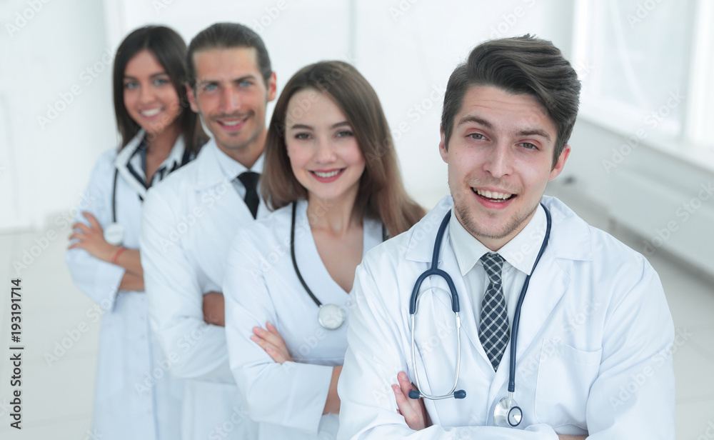 Portrait of confident happy group of doctors