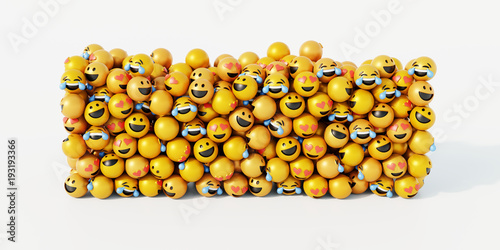 Group of emoticons 3d rendering background, social media and communications concept