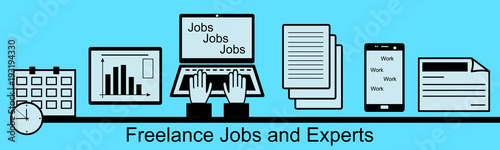 Remote work as a freelancer. Modern information technology, the workplace, tools freelancer and working space. 