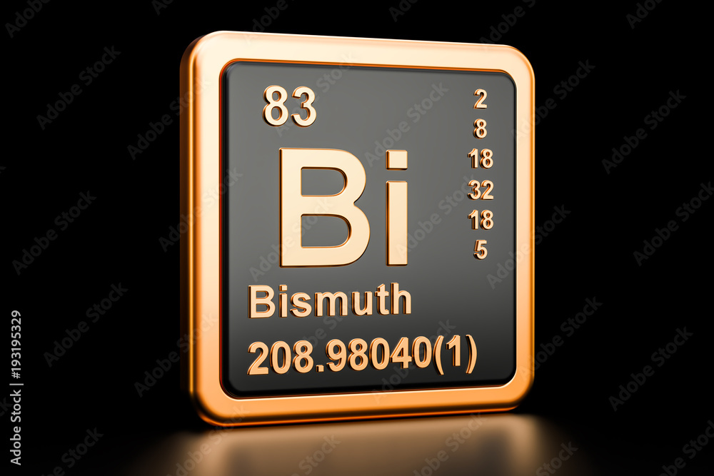 Bismuth Bi chemical element. 3D rendering Bismuth Bi chemical element. 3D rendering