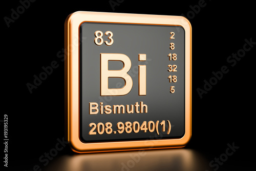 Bismuth Bi chemical element. 3D rendering