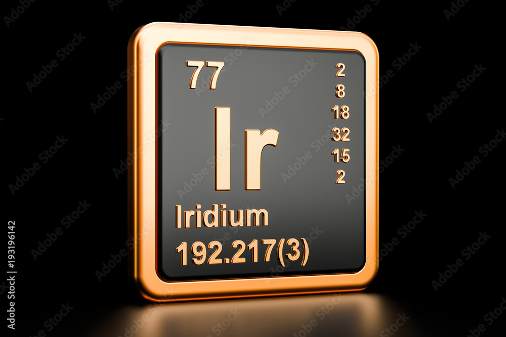 Iridium Ir chemical element. 3D rendering