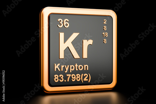 Krypton Kr chemical element. 3D rendering