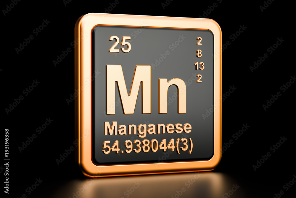 Manganese Mn chemical element. 3D rendering