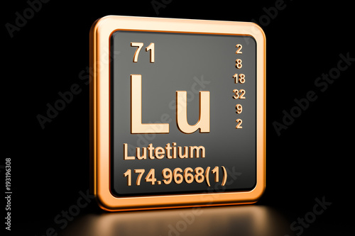Lutetium Lu chemical element. 3D rendering