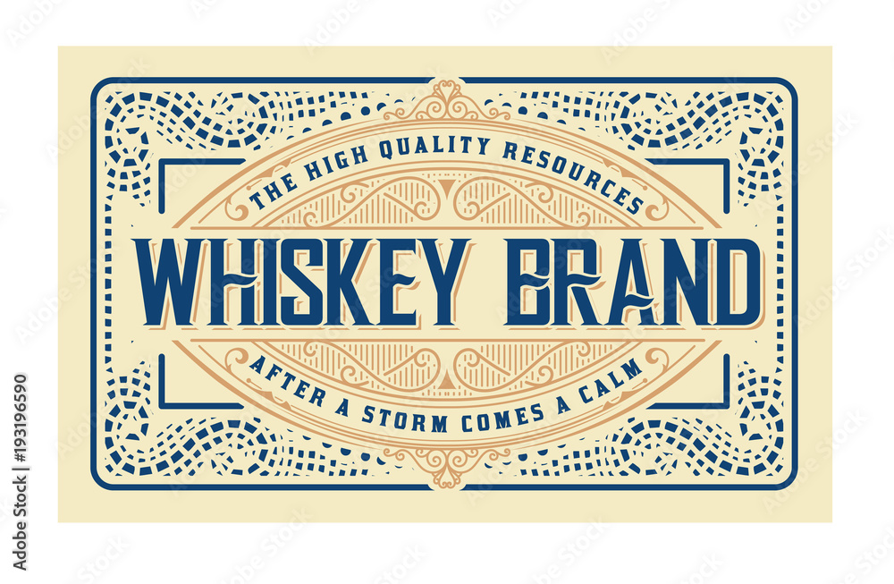 Old Whiskey label and vintage frame