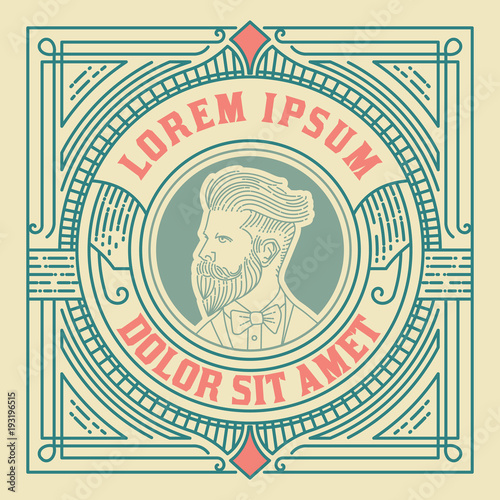 Retro label with elements layered