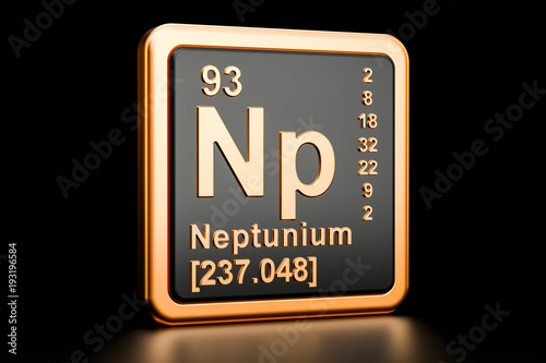 Neptunium Np chemical element. 3D rendering