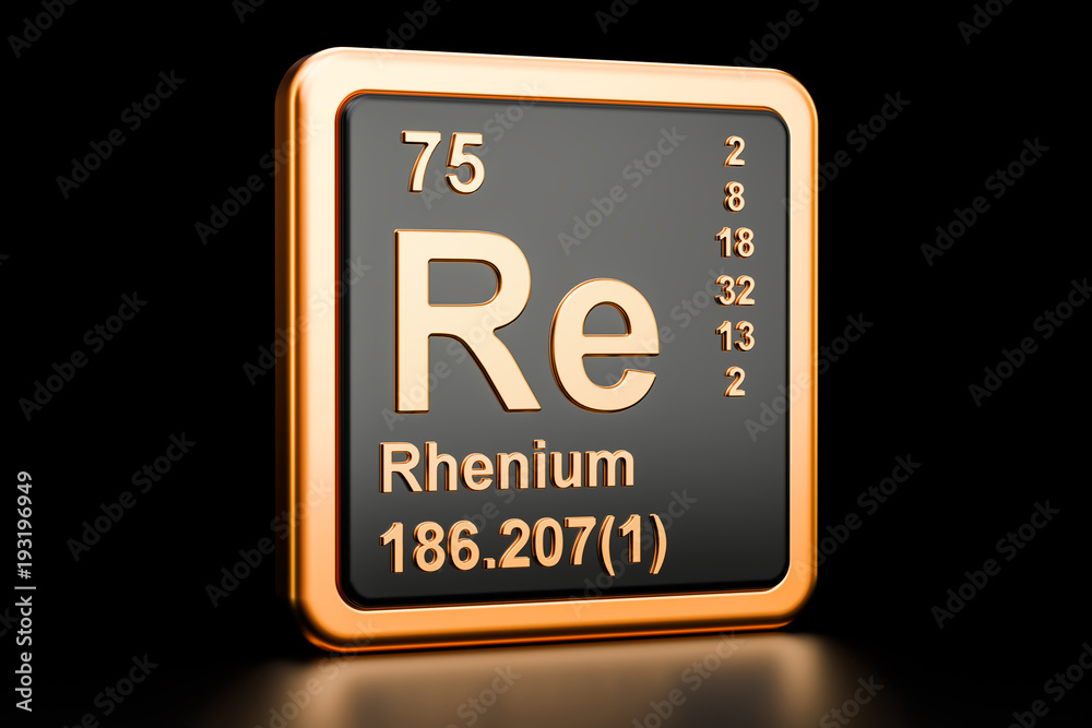 Rhenium Re chemical element. 3D rendering Rhenium Re chemical element. 3D rendering