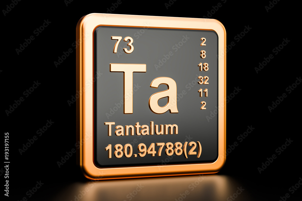 Tantalum Ta chemical element. 3D rendering