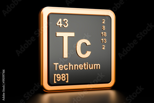 Technetium Tc chemical element. 3D rendering