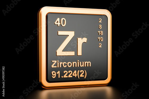 Zirconium Zr chemical element. 3D rendering