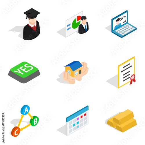 Right decision icons set, isometric style