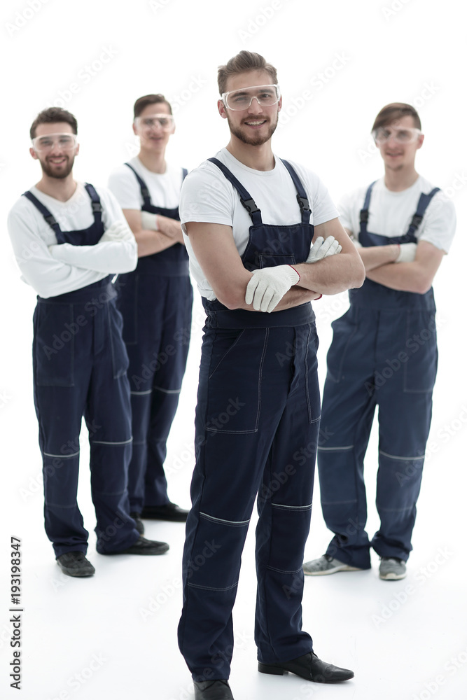 foreman and team of professional industrial workers foreman and team of professional industrial workers