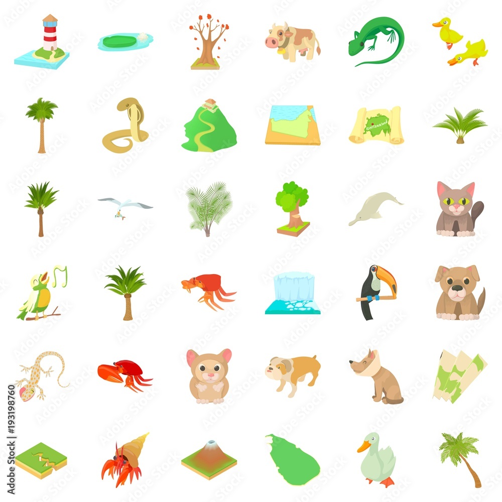 Obraz premium Eco landscape icons set, cartoon style